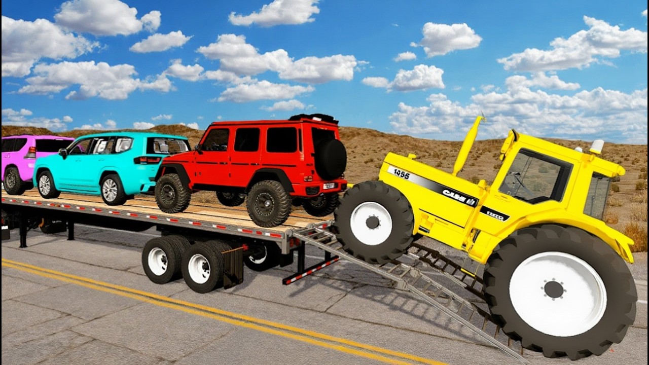 Flatbed Truck Mcqueen | Transportation with Truck - Pothole vs Car #006- BeamNG.Drive