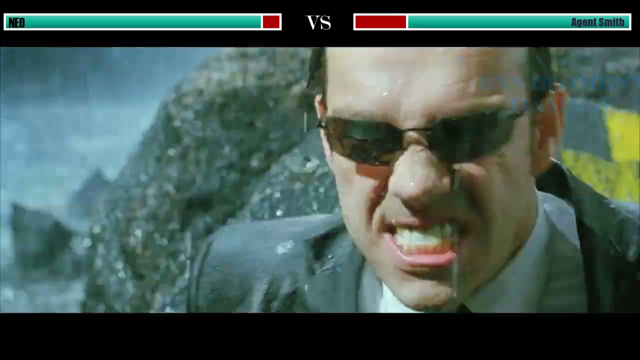 The Matrix Revolutions (2003) Final Battle with healthbars 1/3 (Edited By HEALTHBAR MAN)