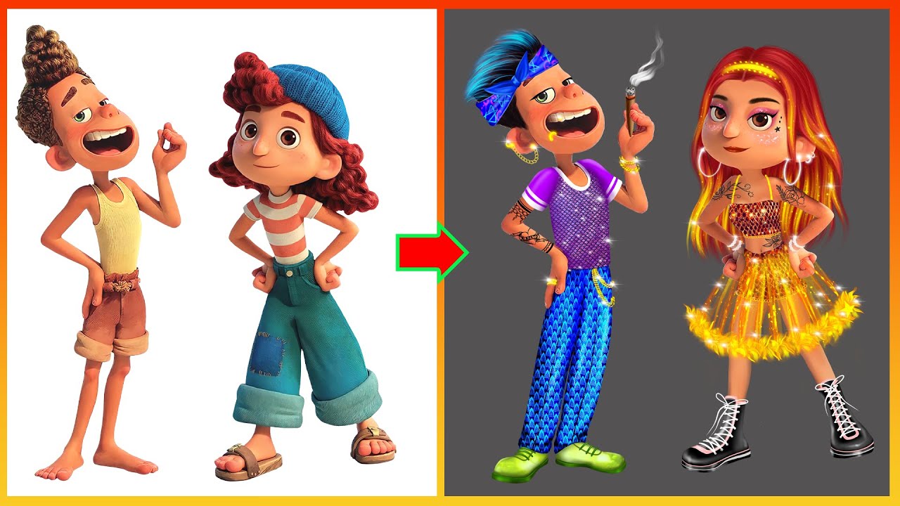 Luca Pixar: Alberto Giulia Glow Up Elemental Ember Lumen, Brook Ripple — Disney Transformation