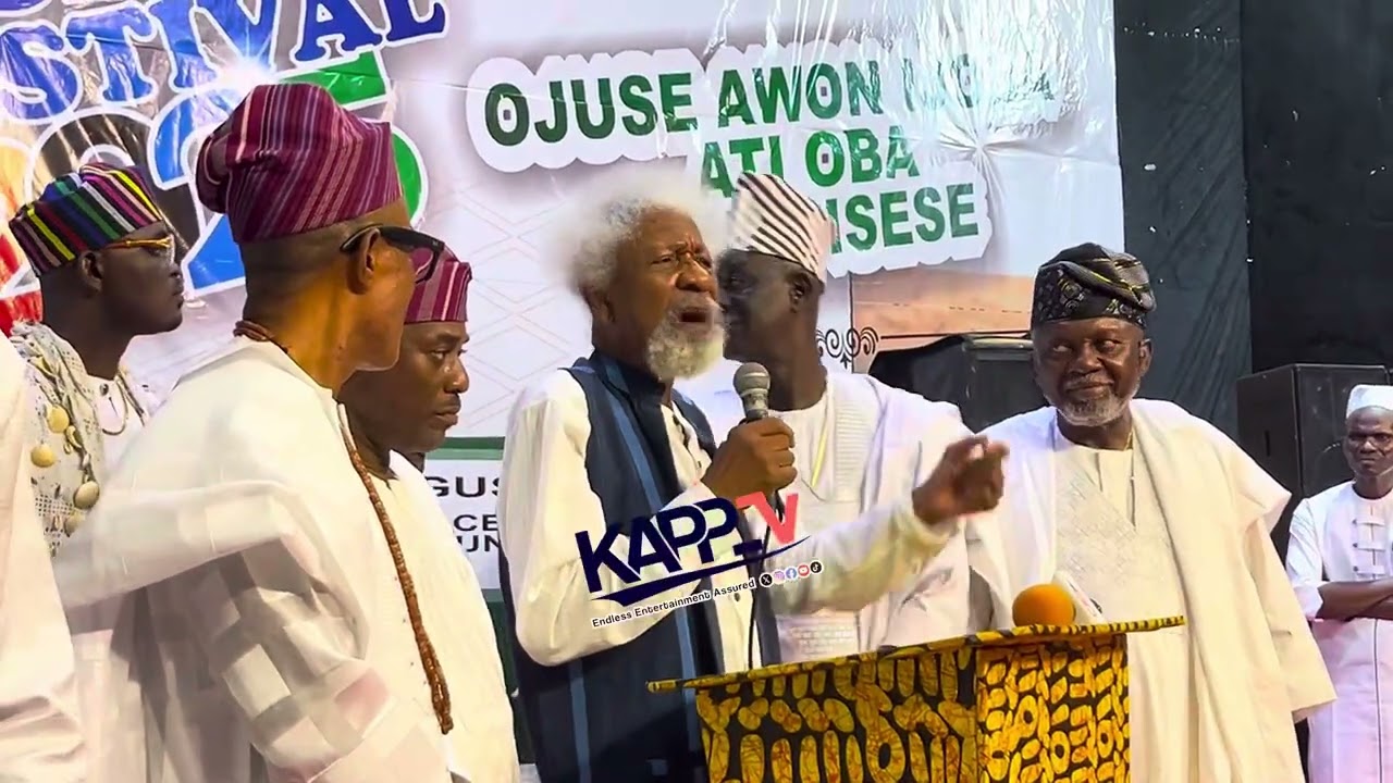WATCH AND LISTEN TO PROF WOLE SOYINKA SPEECH AT JUST CONCLUDED ISESE FESTIVAL IN OGUN STATE