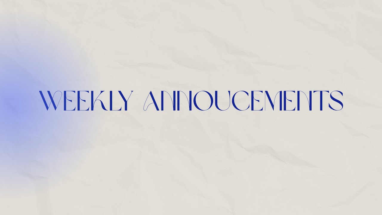 Weekly Announcements 01/11/26
