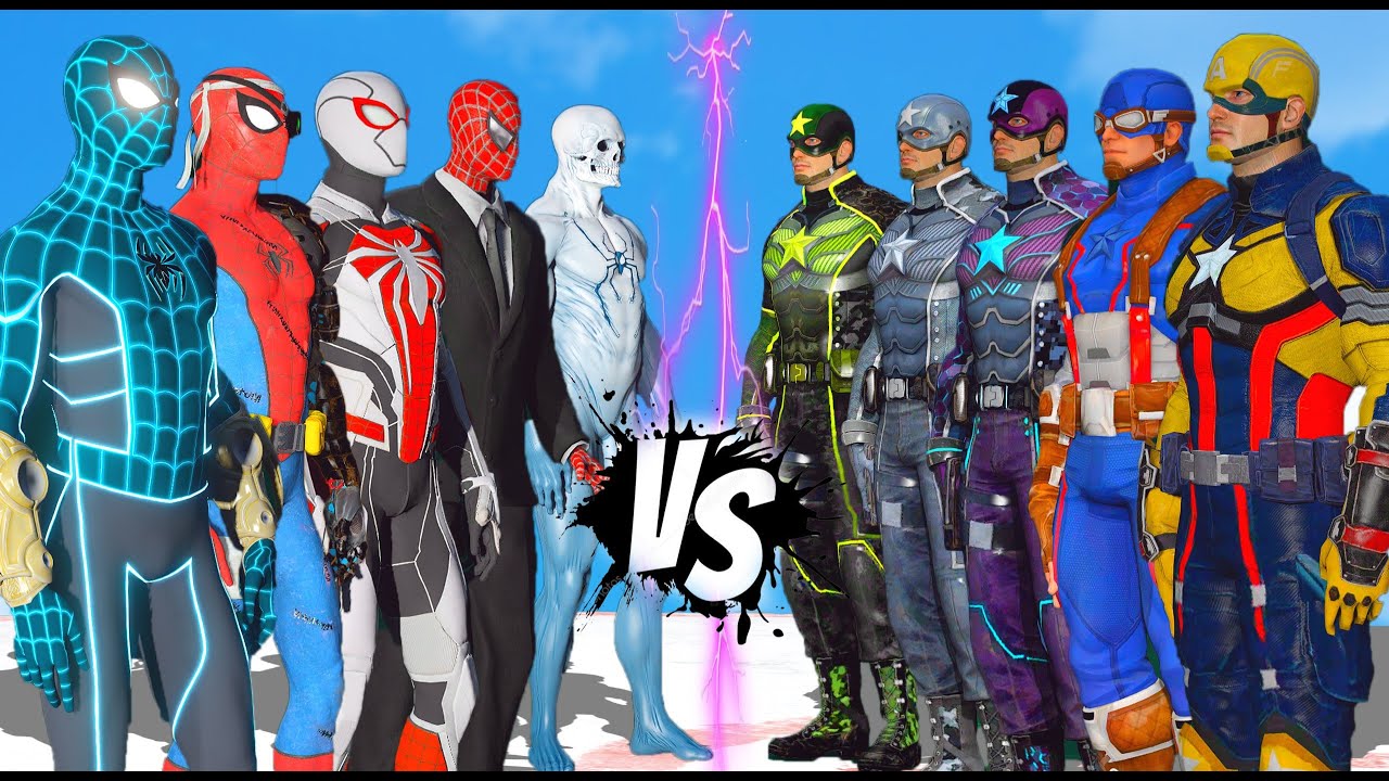 TEAM SPIDERMAN VS TEAM CAPTAIN AMERICA - SUPERHEROES BATTLE