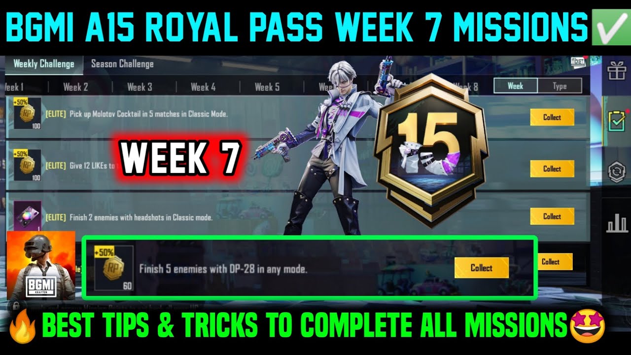 A15 RP WEEK 7 MISSION / BGMI WEEK 7 MISSIONS EXPLAINED / A15 ROYAL PASS WEEK 7 MISSION C9S25 WEEK 7