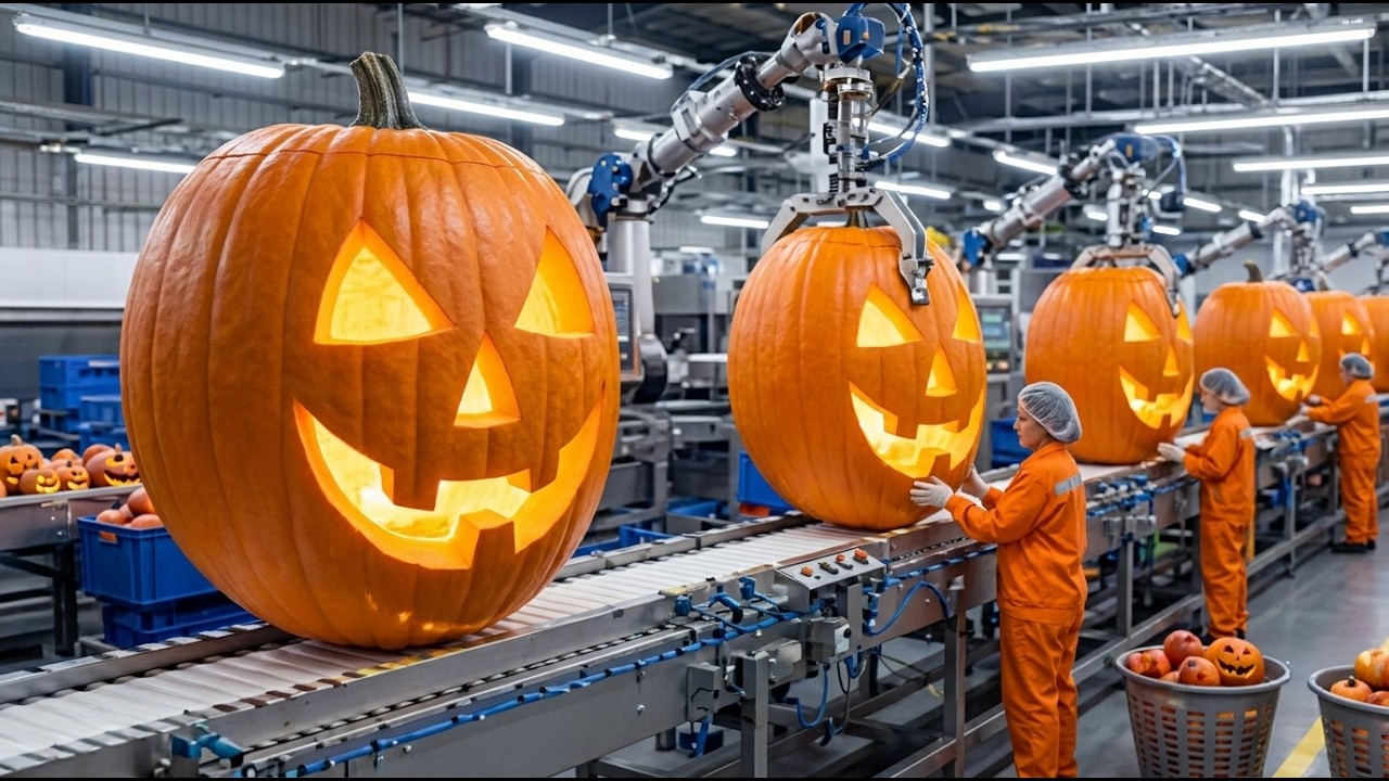How Giant Pumpkins Are Harvested and Processed | Modern Pumpkin Factory Production Line