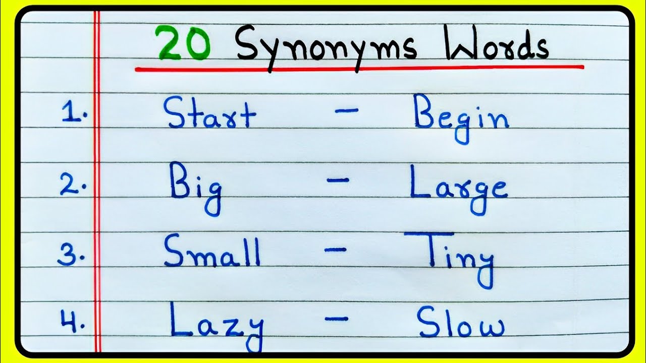 20 Synonyms Words in English | What is Synonyms | Common Synonyms Words | Synonyms Words | Synonyms