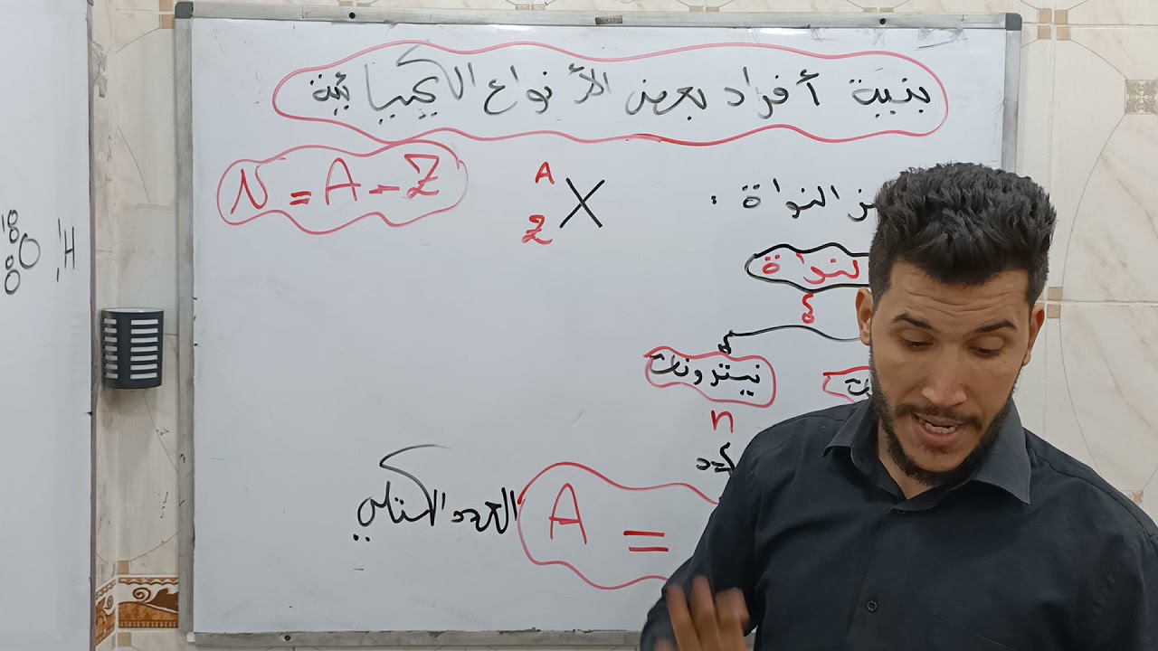 بنية أفراد بعض الأنواع الكيميائة : رمز النواة و مكوناتها ( أولى ثانوي )