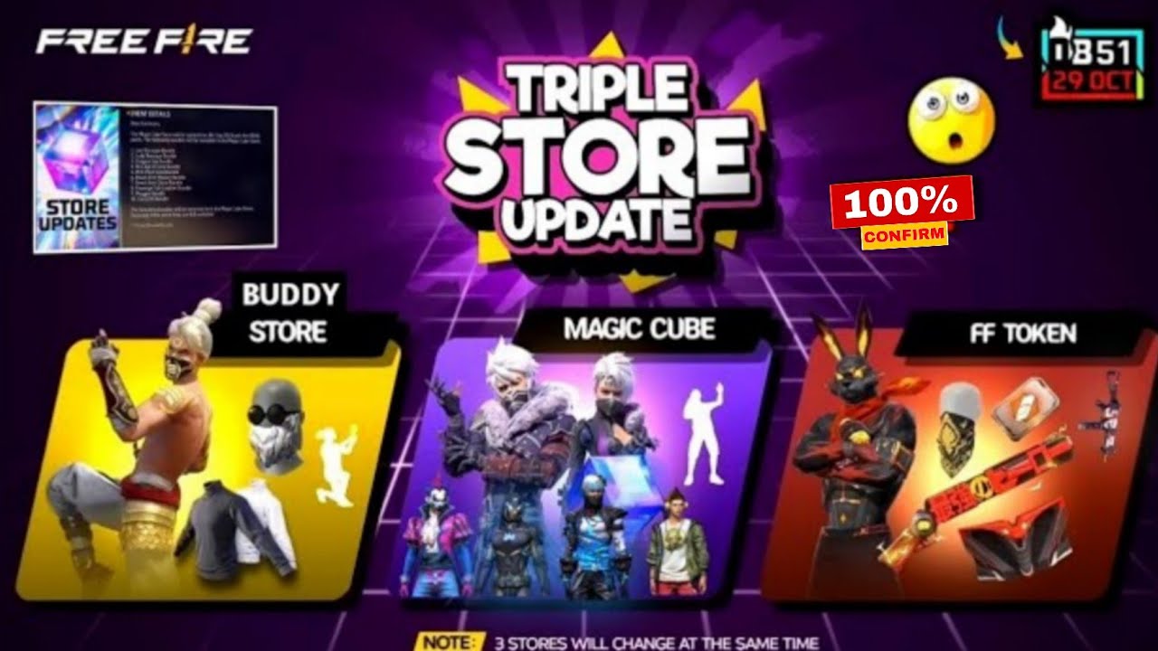 Ob51 Triple Store Update Free Fire 🤩💥 Magic Cube Store Change Ff || Free Fire New Event Ob51 Update
