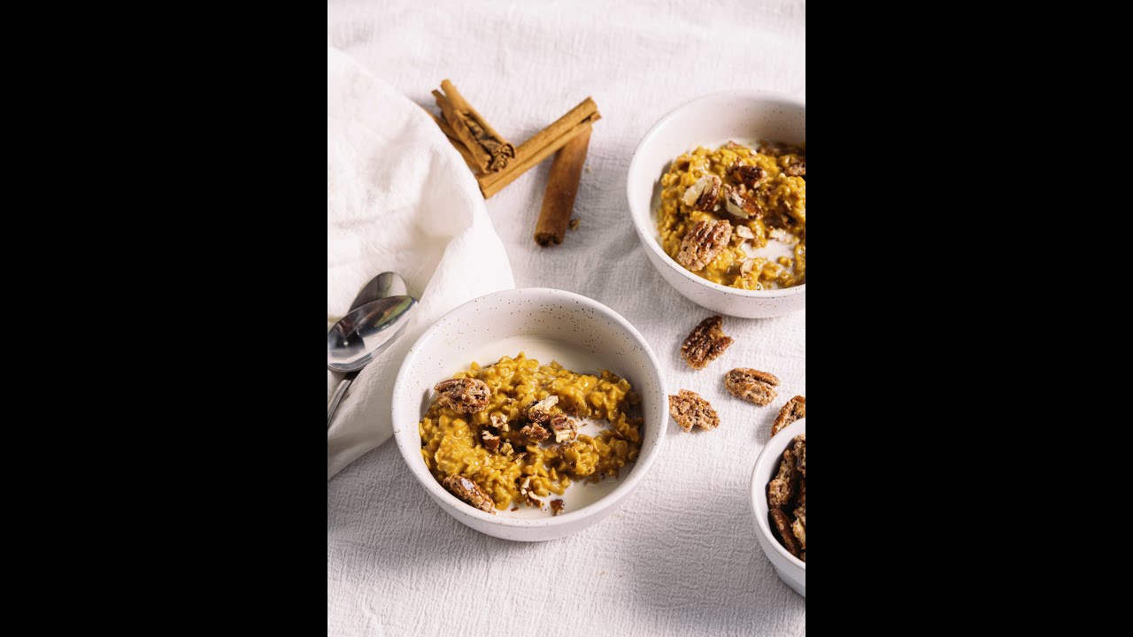 Pumpkin Oatmeal made with Oatsome Protein Oats 🧡 #oatmeal #protein