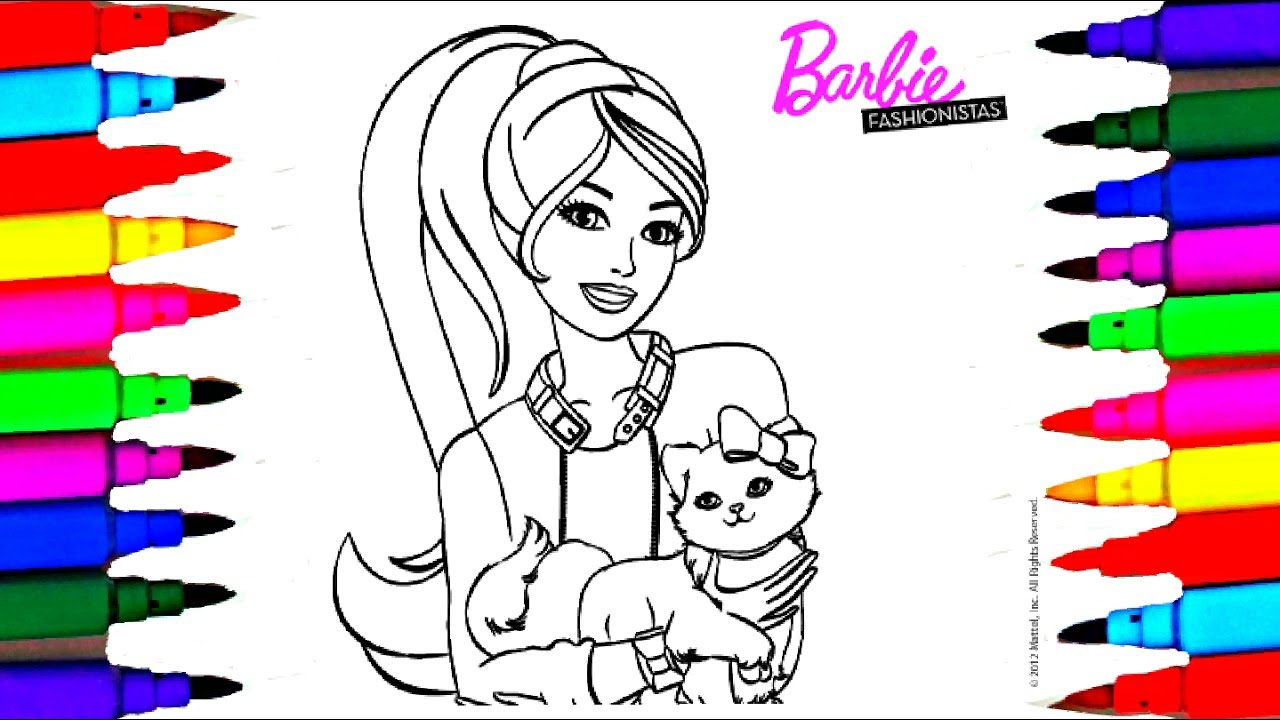 BARBIE Fashionistas Best Learning Coloring Book l Pages For Children Learning Rainbow Colors Videos