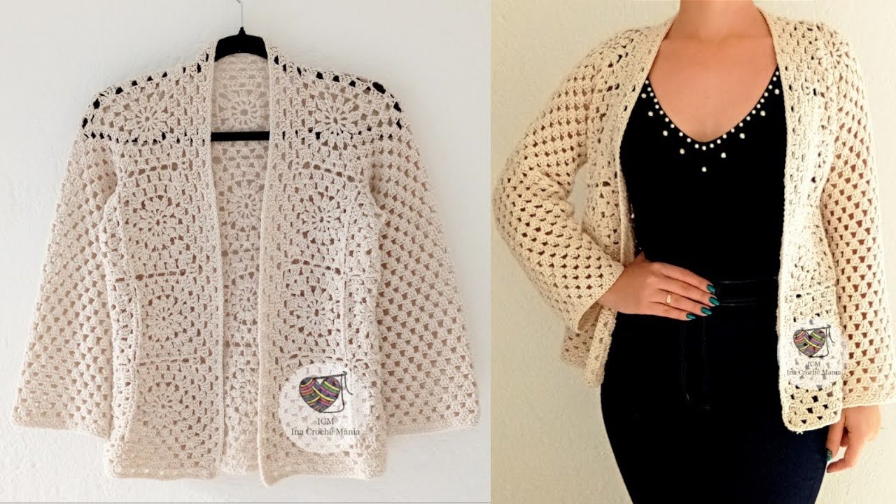 Easy quick crochet coat PP, S, M, L and GG