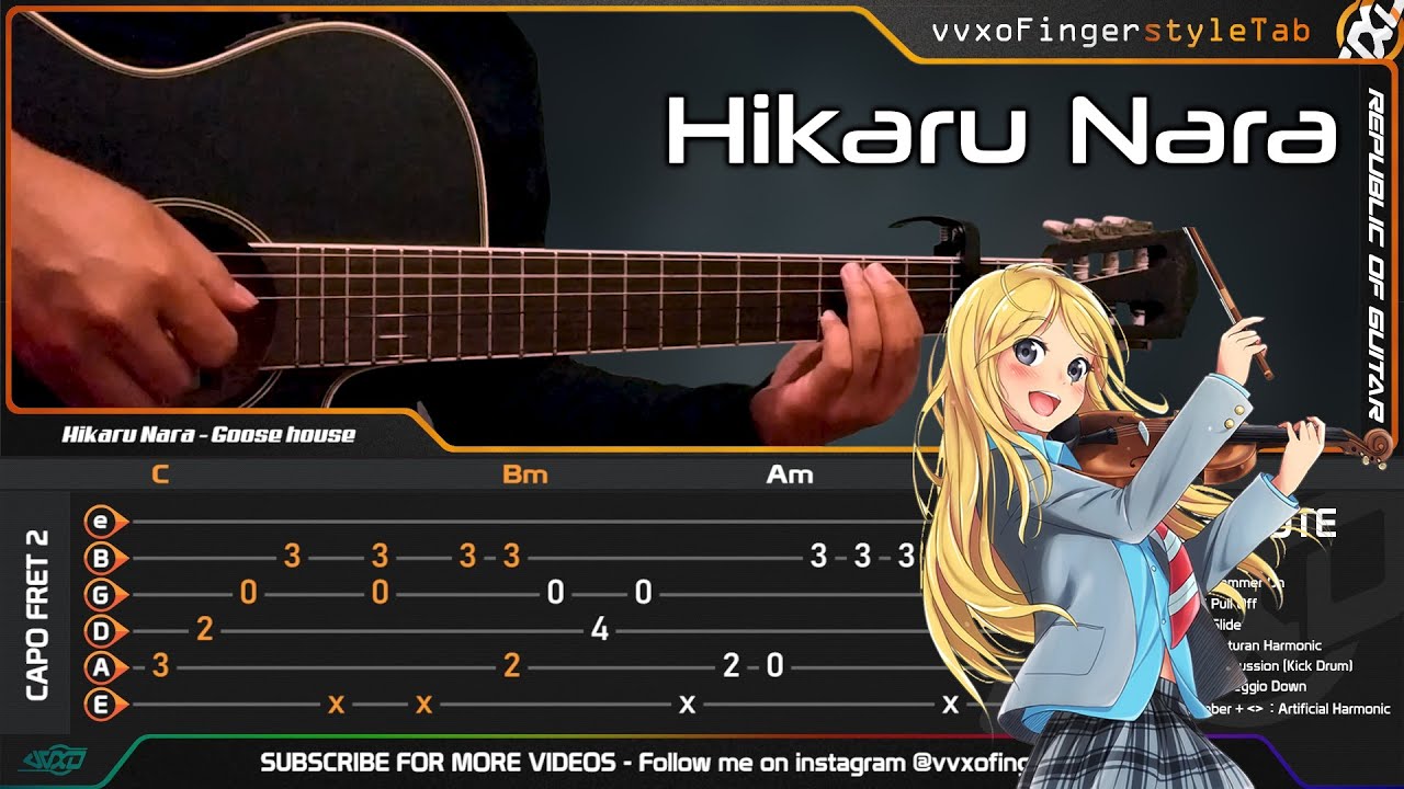 Your Lie in April (Shigatsu wa Kimi no Uso) - Hikaru Nara - Fingerstyle Guitar Cover + TABS Tutorial