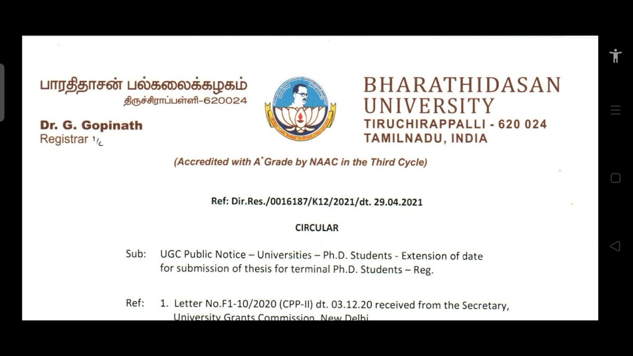 Bdu PhD student extension date to submit thesis circular