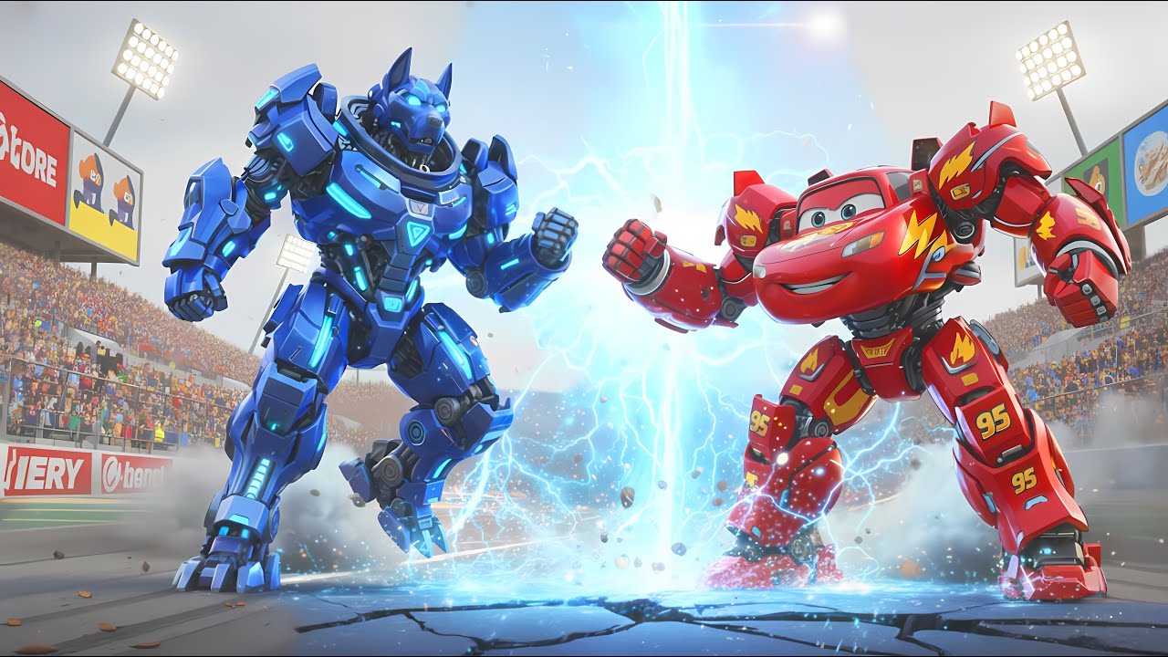 Mech McQueen vs Blue Robot Dog — Survival Battle Ignites! ⚡🤖| Red Monster