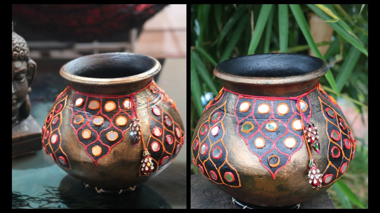 DIY  amazing decorative pot /matki decoration/ pot decoration ideas