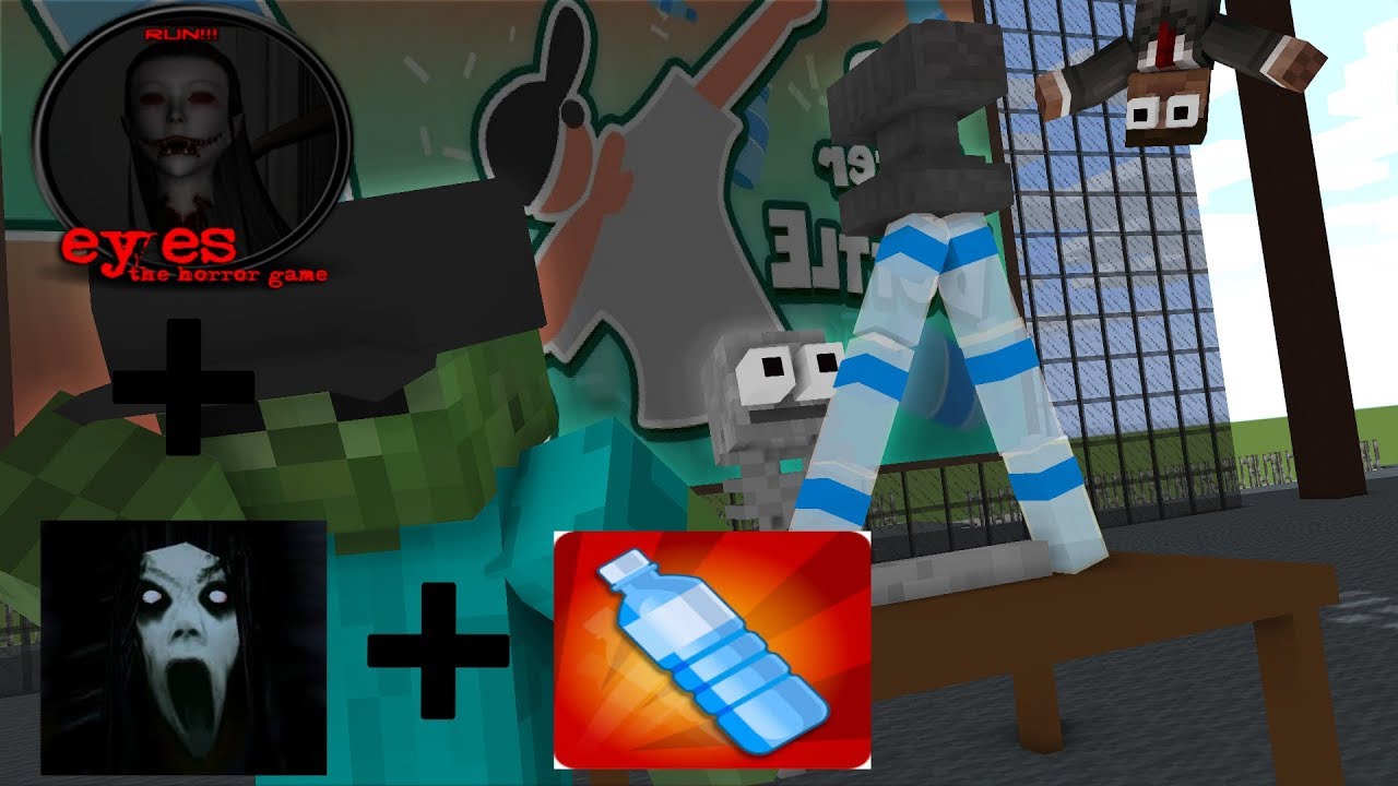 Monster School : BOTTLE FLIP &  SLENDRINA & THE EYES Challenge - Minecraft Animation