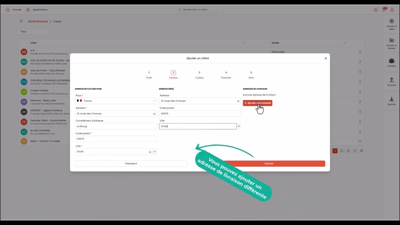 Devis facturier : Créer un client