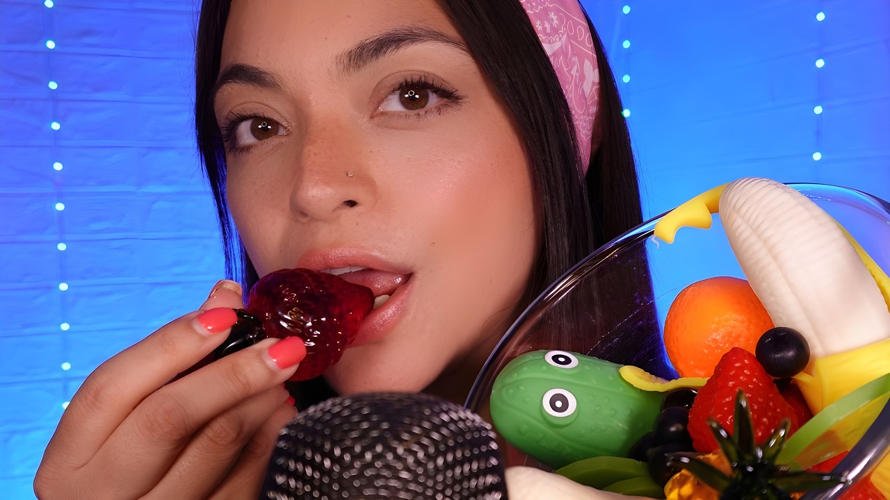 ASMR Fake Food Fruit Mukbang 🍍🥝 1K Subscriber Celebration & Mouth Sounds