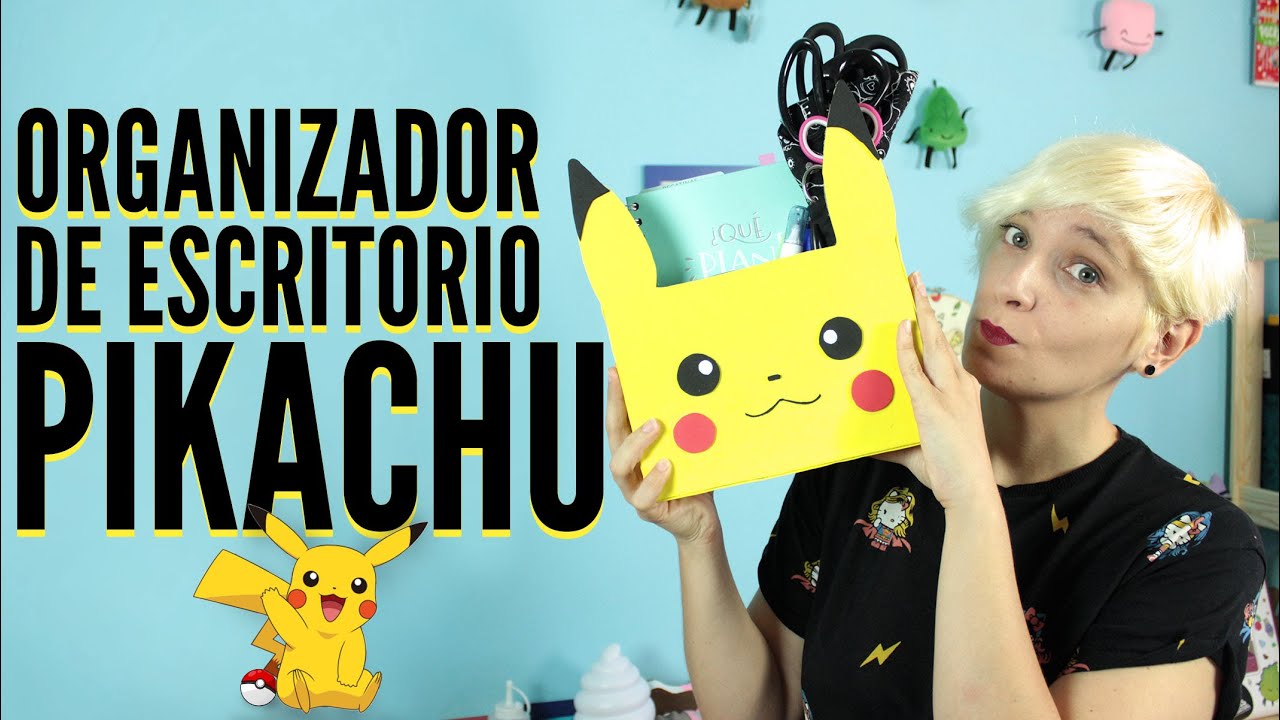 Manualidades con cartón: Organizador de escritorio PIKACHU -regreso a clases- (pokemon go)