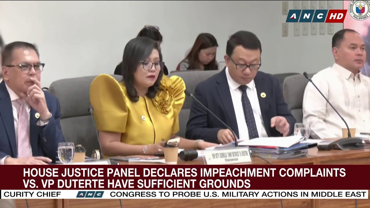 House Justice panel declares impeachment complaints vs. VP Duterte have sufficient grounds | ANC