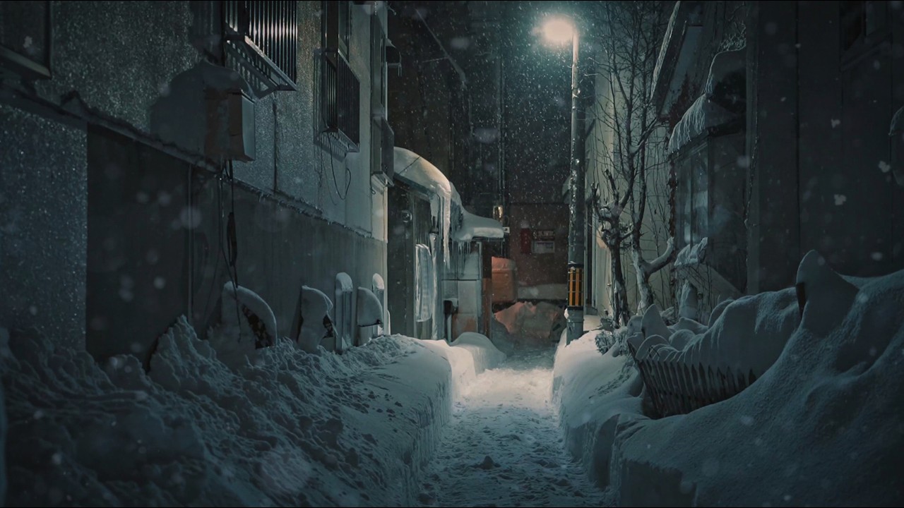 Quiet Snowy Night Walk in Hokkaido Japan | Sapporo Winter Streets