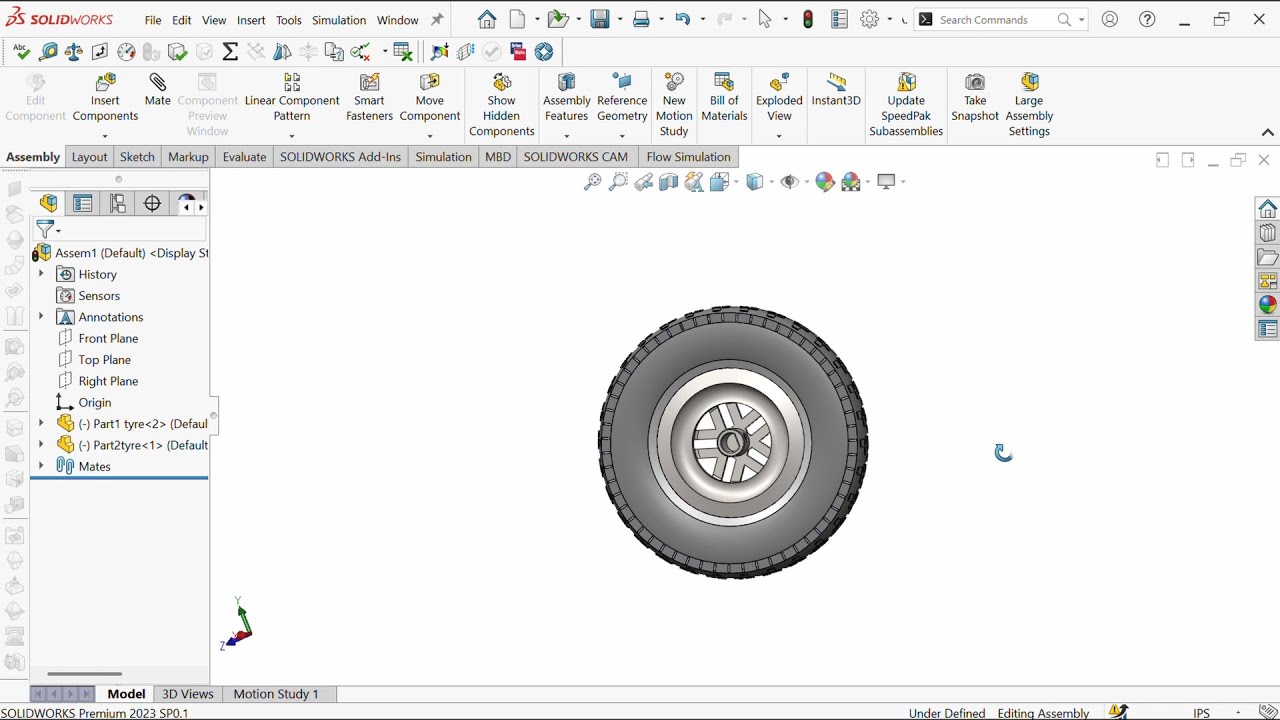🛠️ SolidWorks Wheel Assembly Tutorial | Tire and Rim Design with Wrap Feature