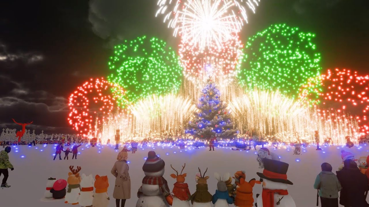 Christmas Fireworks on Ice #bigband #animation #cinematic #fireworks #christmasanimation