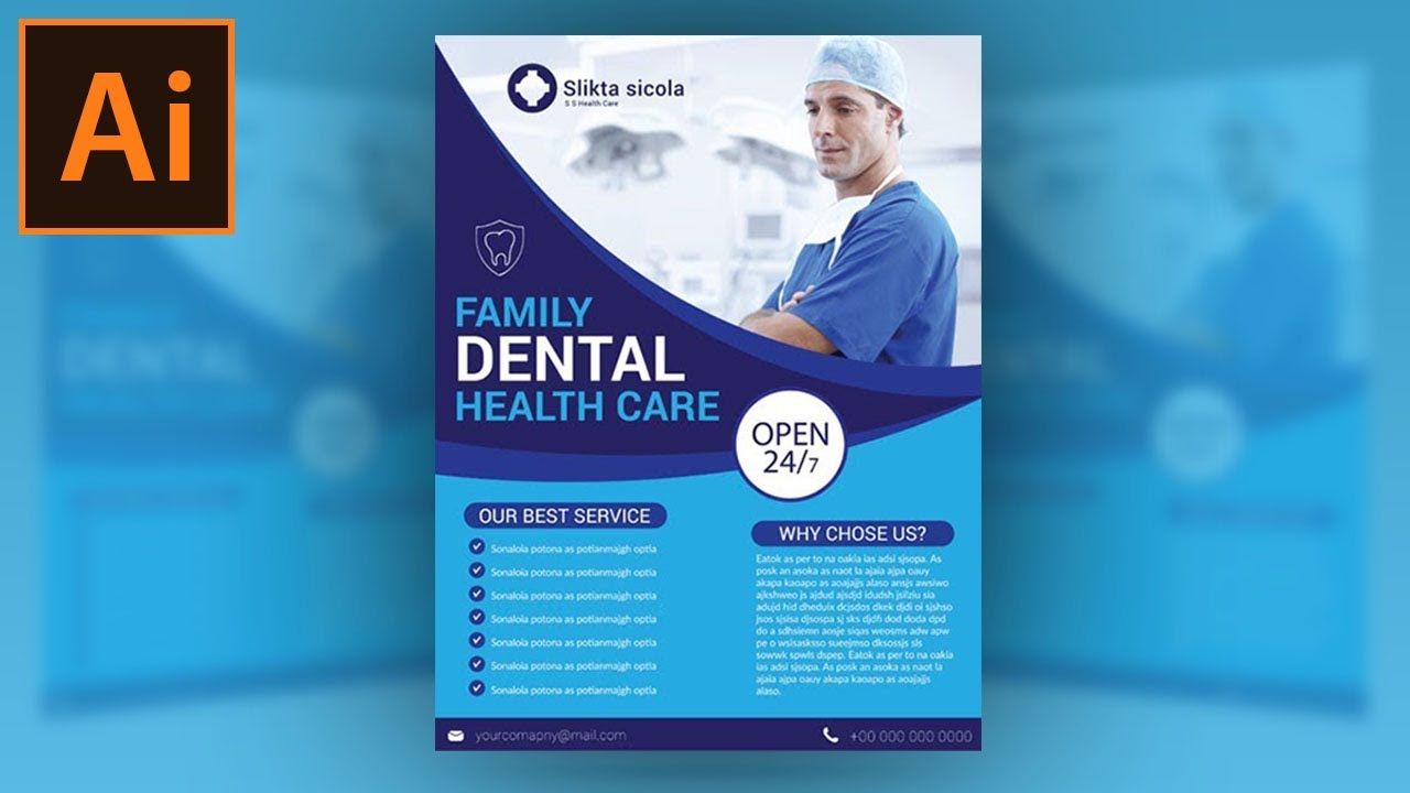Dental Clinic Flyer Design in Adobe Illustrator