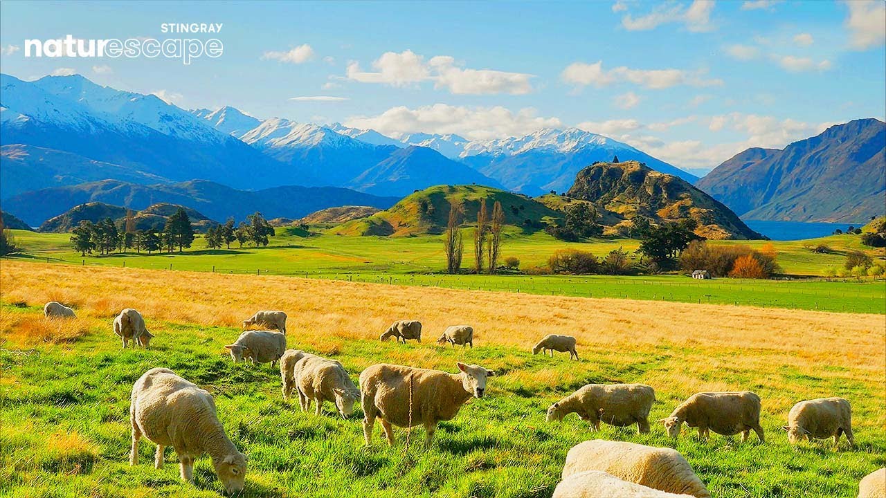 BEAUTIFUL NEW ZEALAND: Snowy Mountain Tops, Green Fields, Calming Lakes| Relaxing Instrumental Music