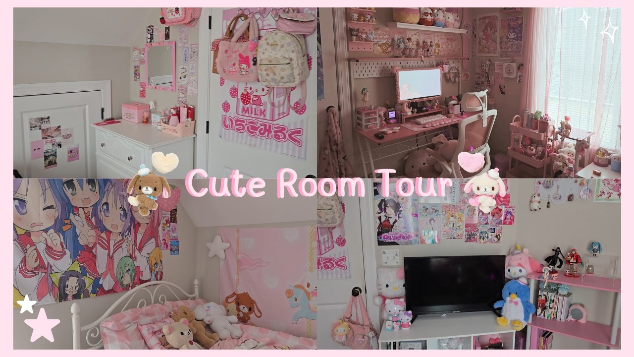 cute room tour ۶ৎ pink, anime, kpop, sanrio room