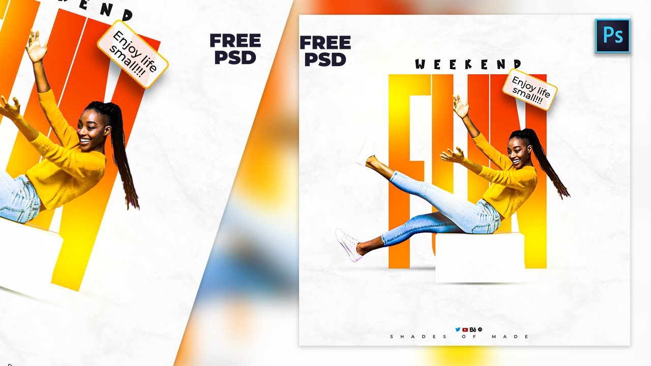 How to Design a trendy Social Media ads,advert, Poster or Flyer  I Photoshop  + FREE PSD
