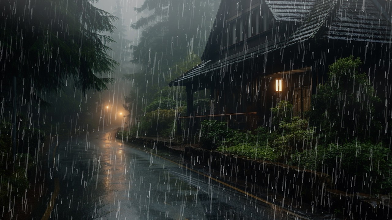 Heavy Rainstorm and Strong Thunder Sounds for Sleeping - Black Screen Rain for Sleep, ASMR