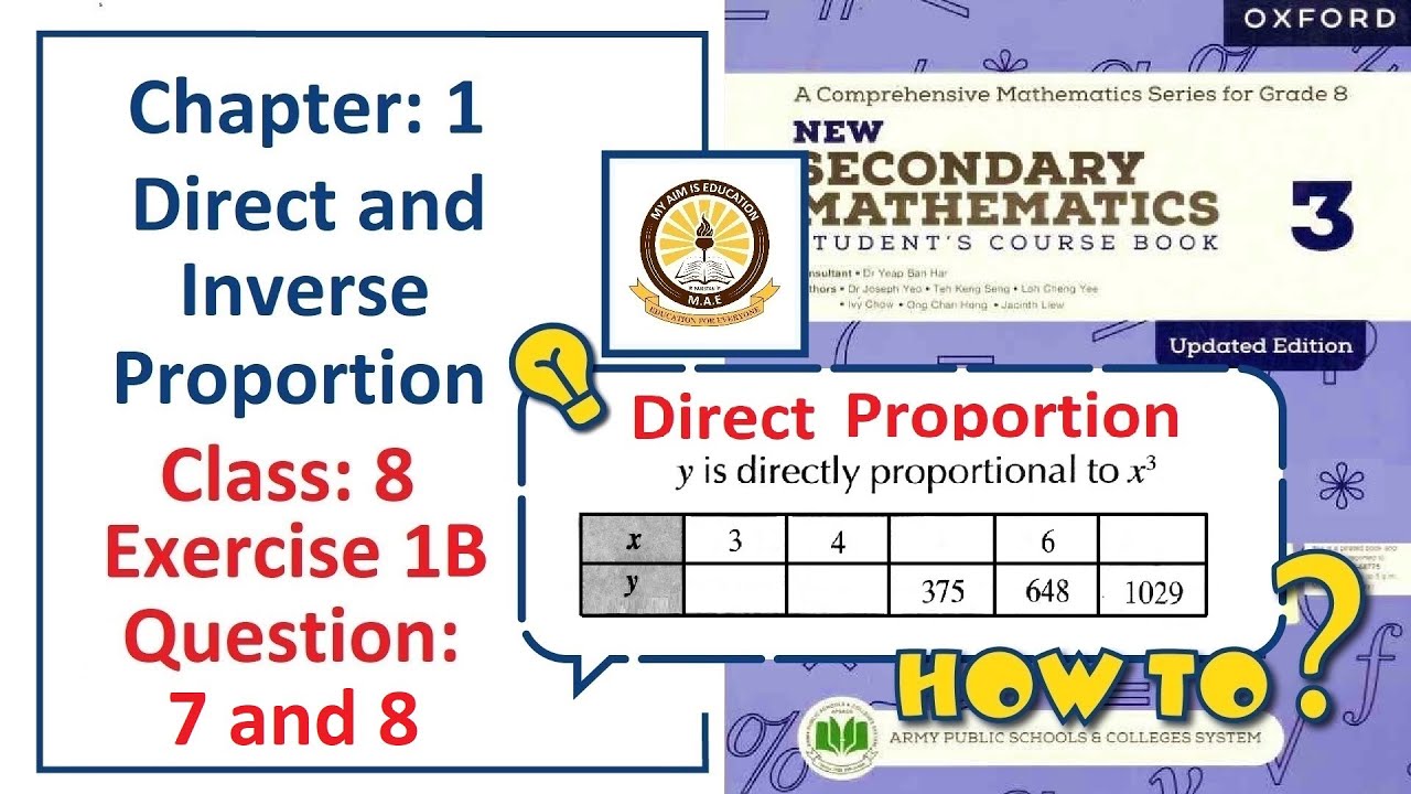 Exercise 1B Questions 7 and 8 – (Direct proportion)  Complete solution – APS Math Class 8.