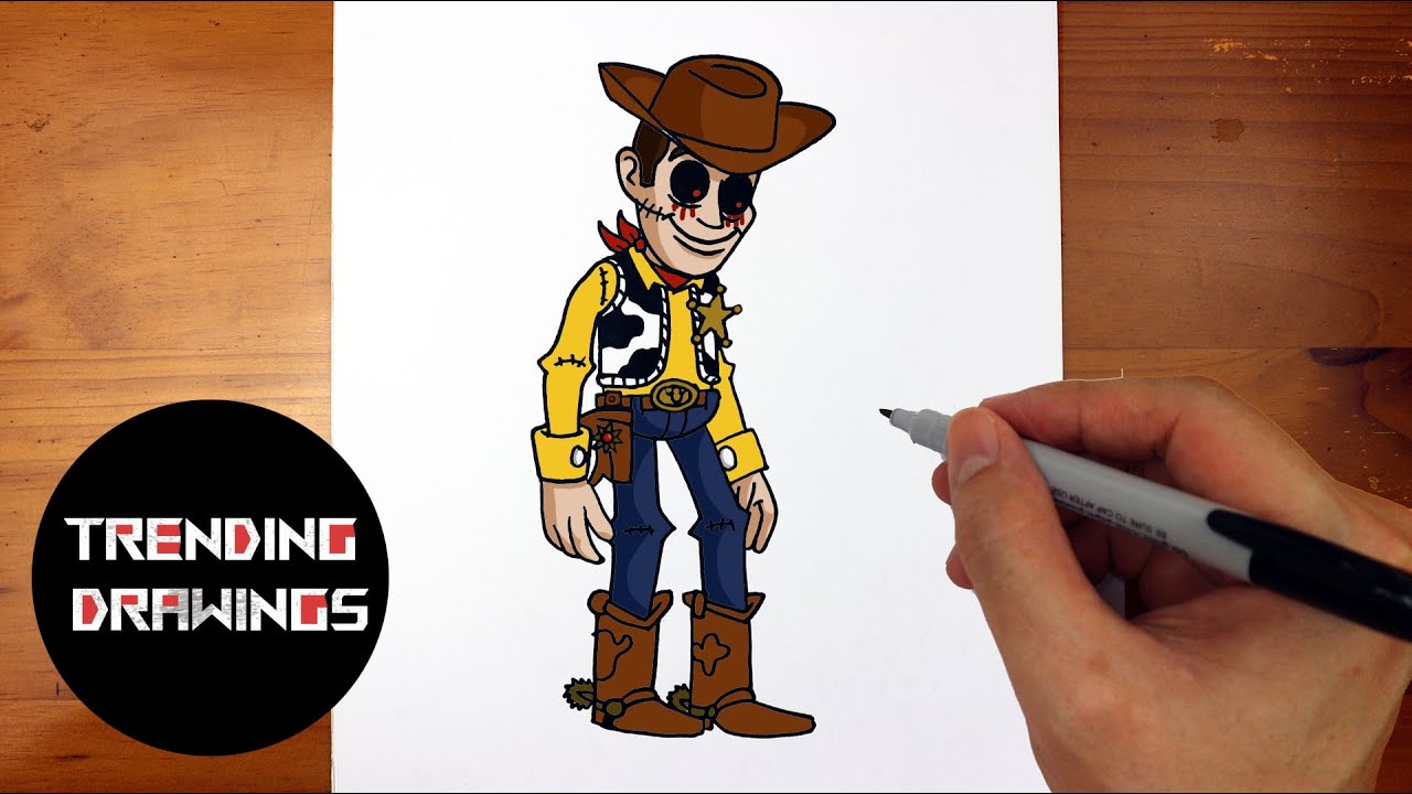 How To Draw FNF Woody EXE