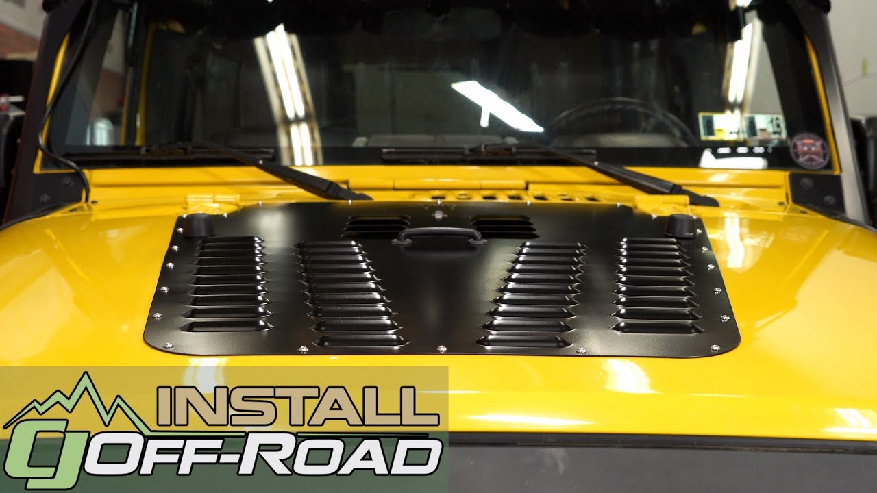 Как охладить моторный отсек Jeep Wrangler JK: установка алюминиевых жалюзи на капот Poison Spyder...