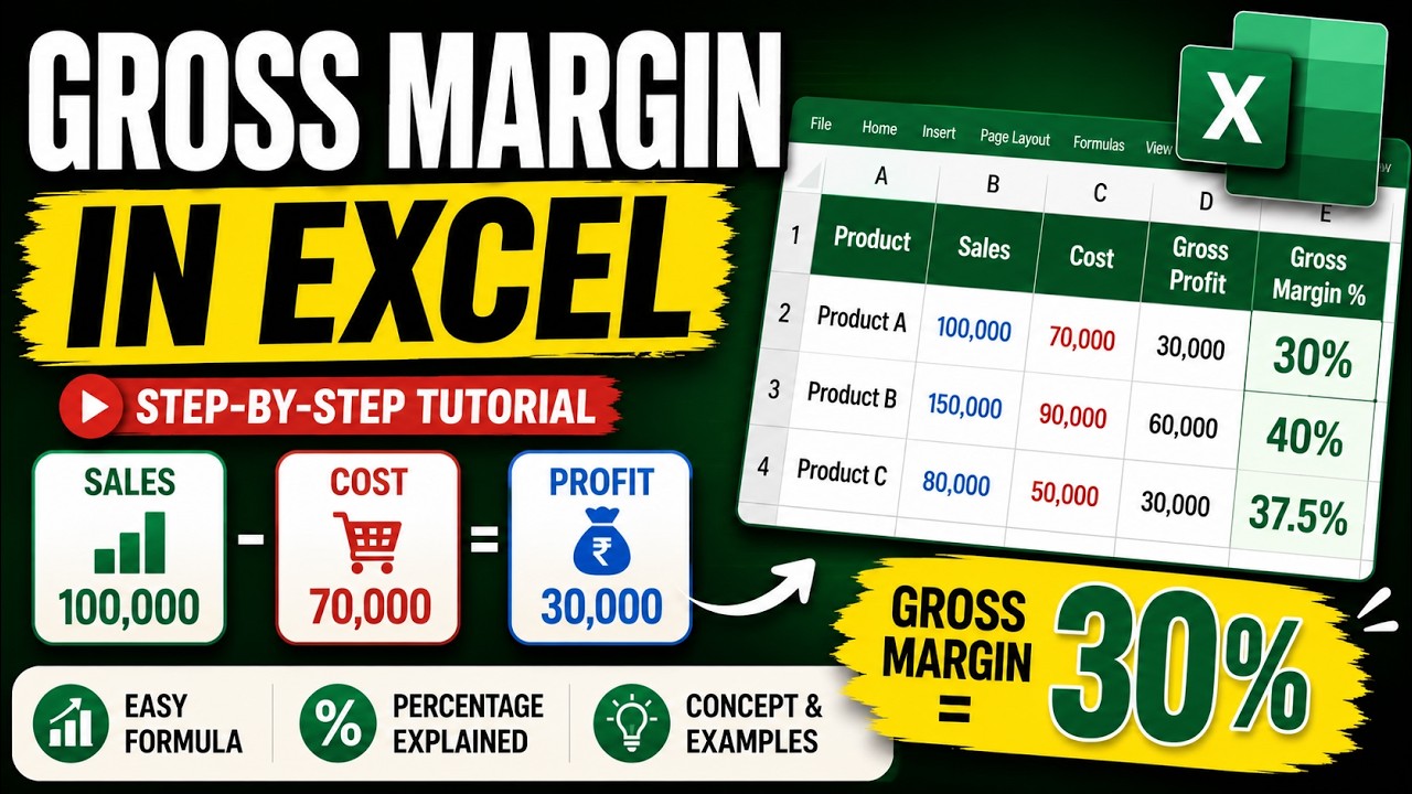 How to Calculate Gross Margin in Excel | Gross Margin Formula Explained Step by Step