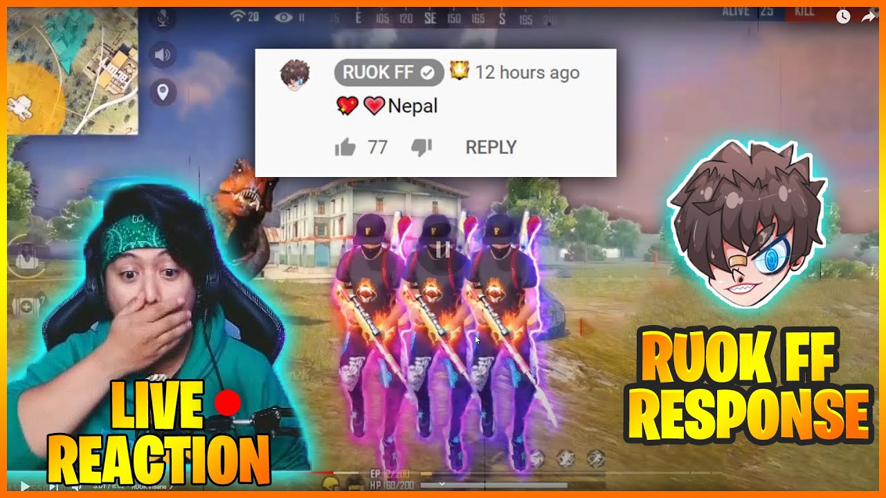 JUNIOR LIVE REACT @RUOK1  VIDEO & @RUOK1  RESPONSE - Garena Freefire