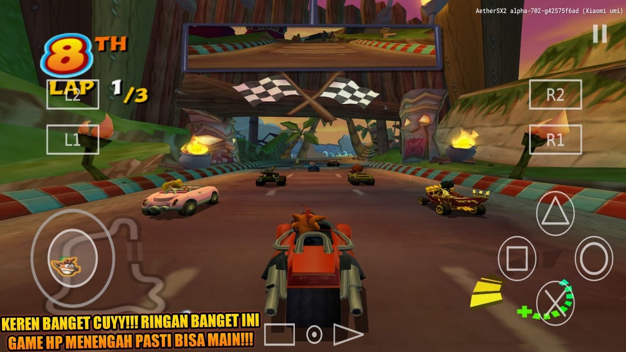 Эмулятор PS2 AetherSX2 для Android — игровой процесс Crash Tag Team Racing
