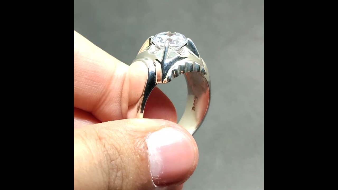 2 Carat Round Cut White Lab Zircon Sterling Silver 925, 14k, 18k Gold Handmade Star Shape Mens Ring