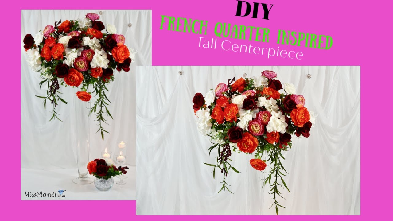 DIY Tall Burgundy and Orange Wedding Centerpieces That Are Beyond Gorgeous | DIY Tutorial