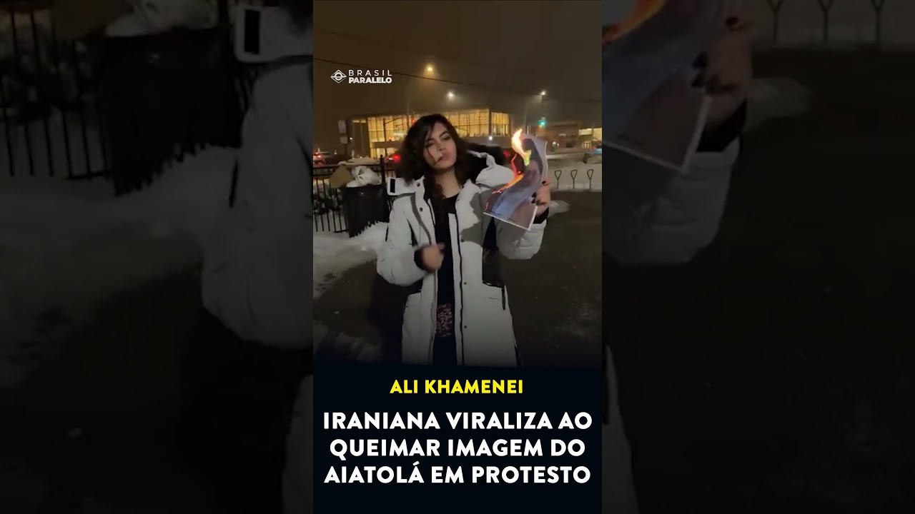 Iraniana viraliza ao queimar imagem de Ali Khamenei