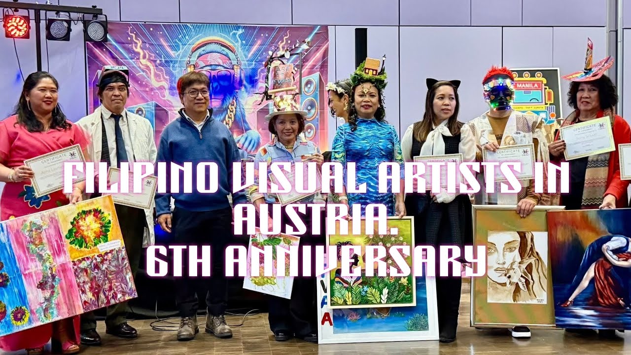 FILIPINO VISUAL ARTISTS IN AUSTRIA. IPINAKITA MGA MAKUKULAY NA PAINTINGS. MASAYANG SALO SALO.