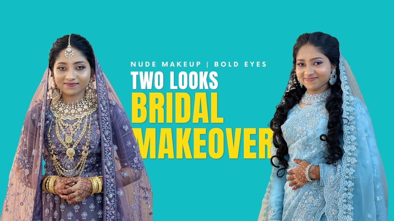 Muslim Bride | Nude Makeup | Pastel Blue Saree | Loud Eyes | Thanima #muslimbride  #keralabride