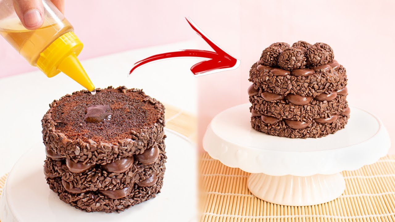MINI BOLO DE BRIGADEIRO GOURMET COM BORDA DE GRANULADO - Tiago Mauro