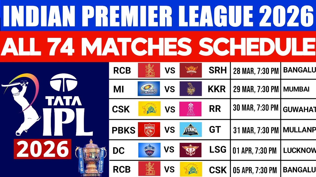 Расписание IPL 2026 | Расписание матчей IPL 2026 | Матчи IPL 2026 | Расписание игр IPL 2026 | Мат...