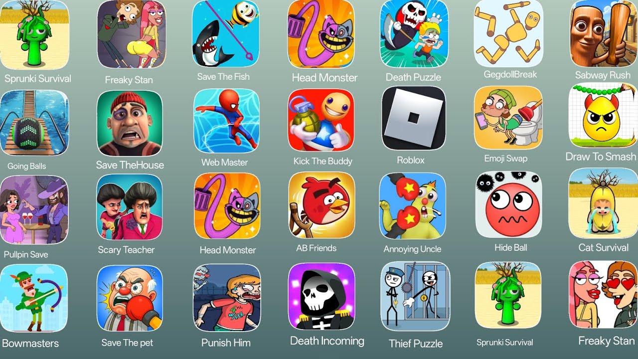 Sprunki Survival, Bowmasters, Roblox, Save The Fish, Death Puzzle, Sabway Surf,#levelupgaming 