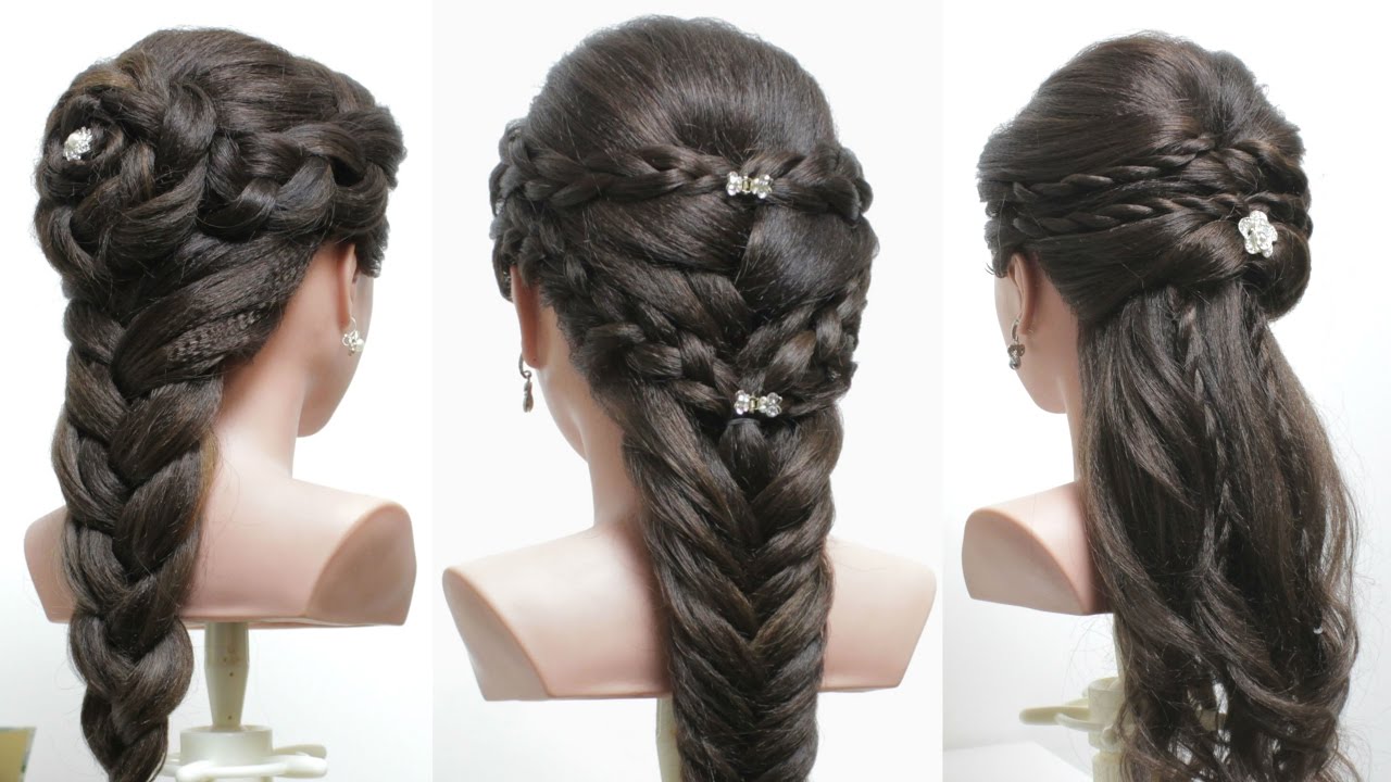 3 easy hairstyles for long hair tutorial. Cute braids