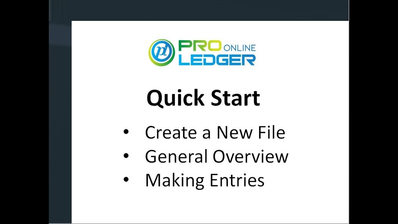 Quick Start - Pro Ledger Online