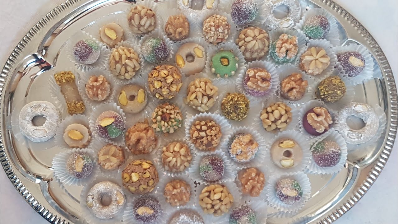 Eid/Bayram 2021 Traditionelle tunesische Süßigkeiten verschiedene Formen🍥🍡حلوة لوز تونسية تقليدية