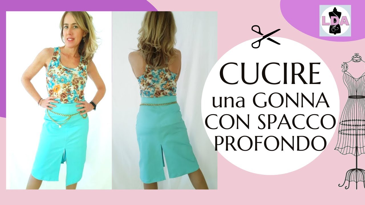 Cucire una Gonna con profondo spacco centrale👗Senza cartamodello