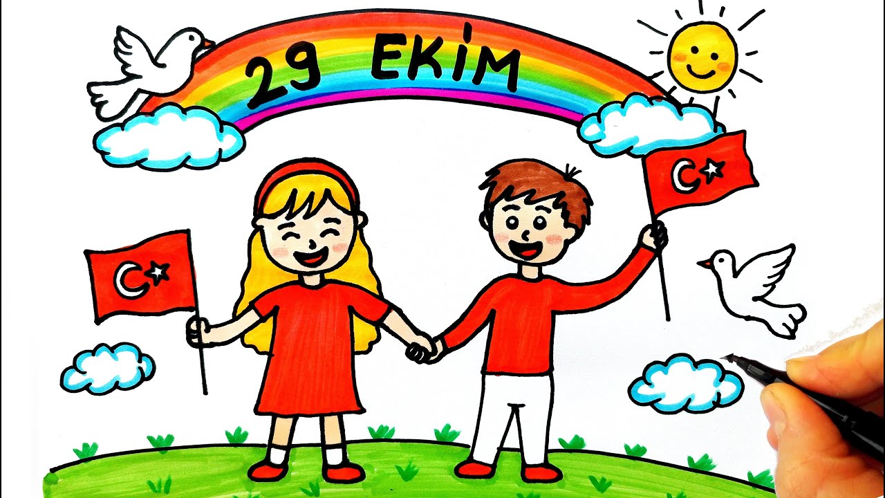 29 EKİM CUMHURİYET BAYRAMI RESMİ ÇİZİMİ - CUMHURİYET BAYRAMI RESMİ ÇİZİMİ - 29 EKİM RESİM ÇİZİMİ